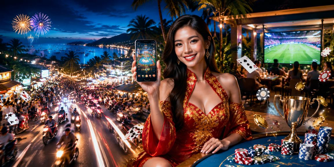 Người chơi tham gia game bài neon tại Phú Quốc về đêm với không khí sôi động